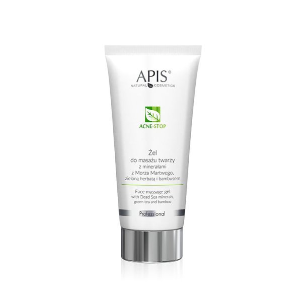 Apis acne-stop udglattende gel til ansigtsmassage til fedtet hud med mineraler fra det dde hav, grn te og bambus