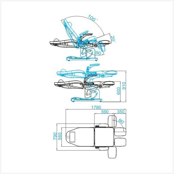 Elektrisk fodplejestolazzurro 709a 3 motorergr