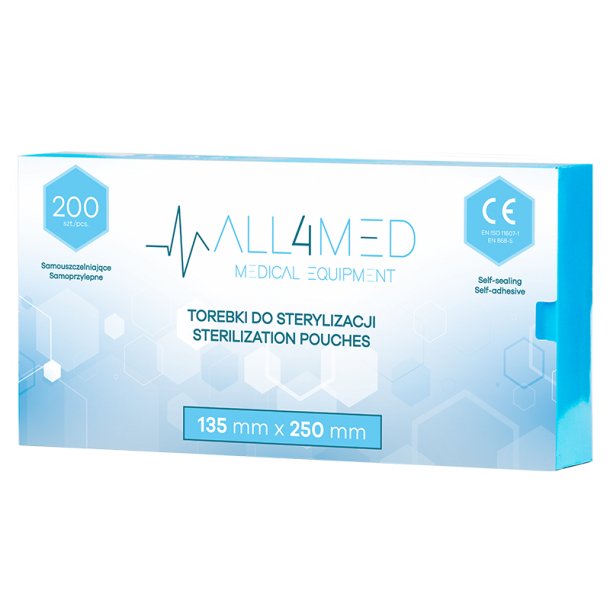 All4med Autoklaverbare poser 135mm x 250mm 200stk