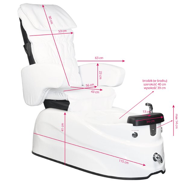 Spa pedicure stol as-122 hvid med massagefunktion