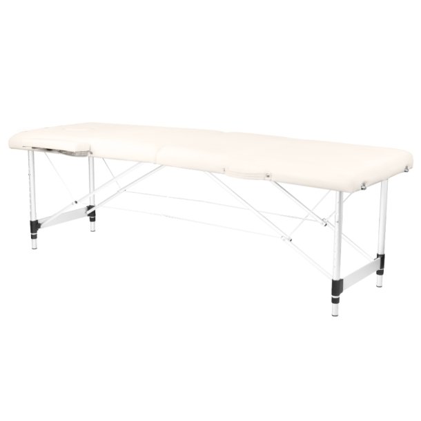 Sammenklappelig massagebriks, aluminium komfort, 2-delt creme