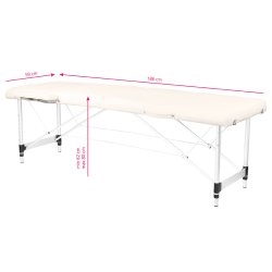Sammenklappelig massagebriks, aluminium komfort, 2-delt creme