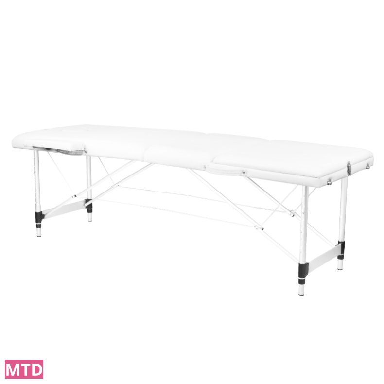 3-delt komfort massagebord i aluminium, hvid
