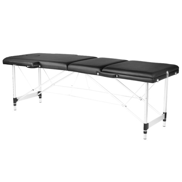 3-delt sort komfort massagebord lavet af aluminium