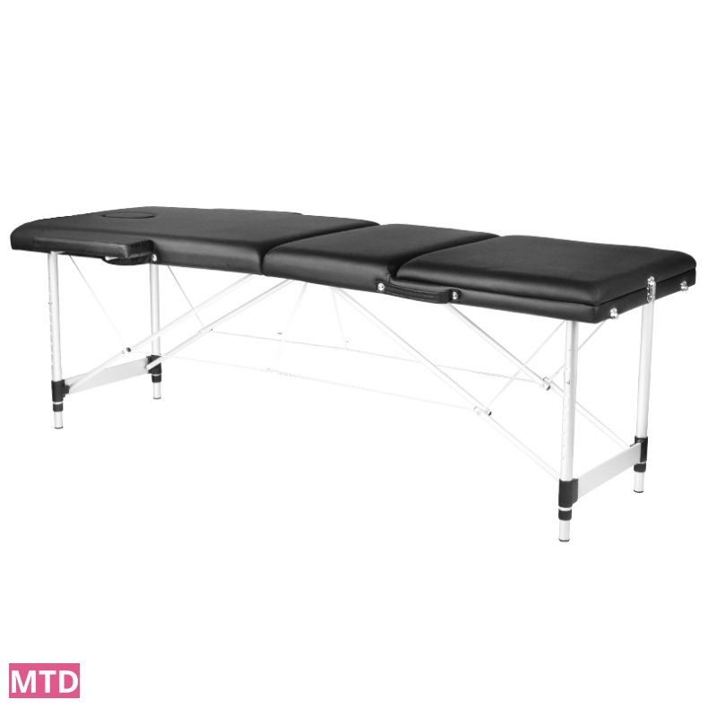 3-delt sort komfort massagebord lavet af aluminium