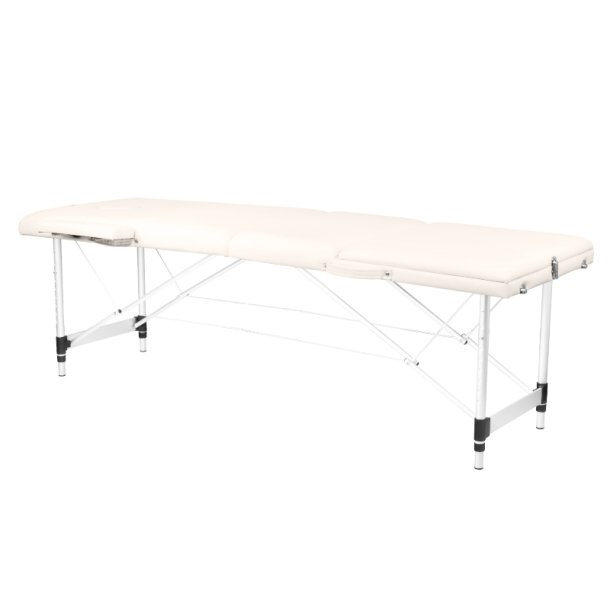 Sammenklappelig massagebriks, aluminium komfort, 3-delt creme