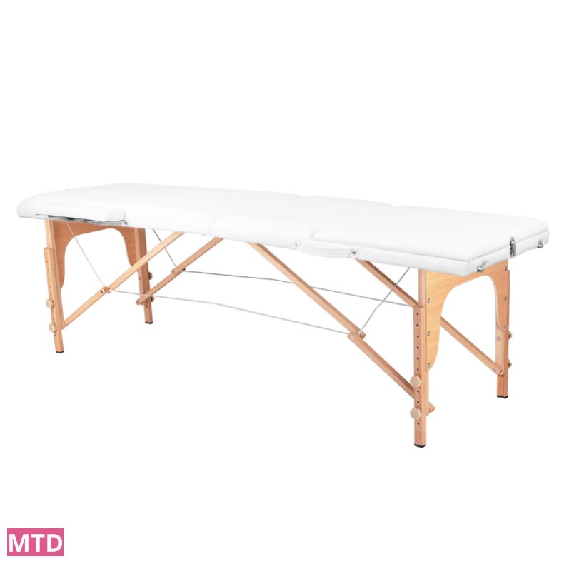 3-delt foldemassagebord, trkomfort, hvid
