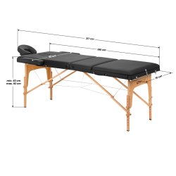 TR FOLDEBRIKS TIL MASSAGE  ACTIVFIZJO LUX 3-SEKTIONER 190X70 SORT