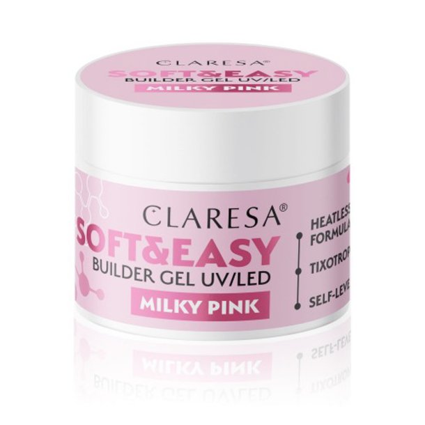 Claresa builder gel Soft &amp; Easy gel mlkefarvet pink 45g