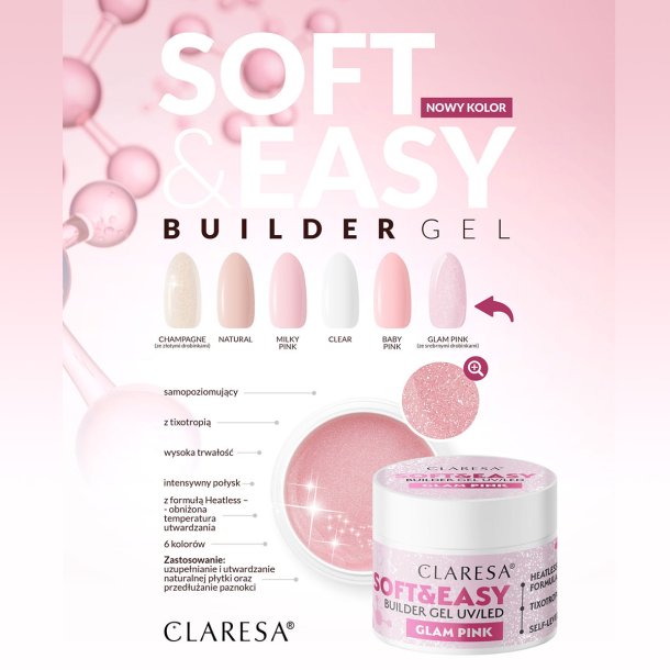 Claresa builder gel Soft&Easy glam pink 45g