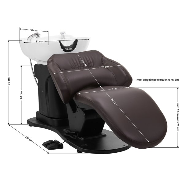 Gabbiano  frisrvask med elektrisk stol TRYCHO brun