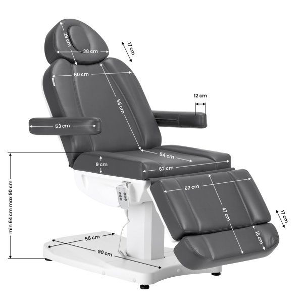 Elektrisk kosmetikstol Azzurro 803D 3-motors gr