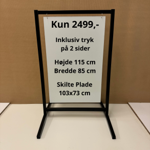 Skilt med buede ben (S-2) svejset - tryk er inkluderet i prisen