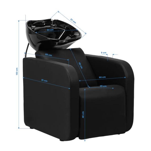 Gabbiano Sylvia frisrstol med vask og elektrisk fodskammel